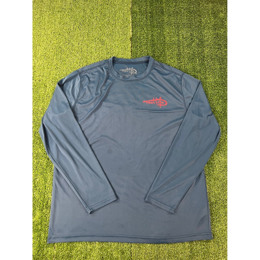 Reel Life Mens Blue Long Sleeve Performance Fishing Shirt Size Large L Polyester - Picture 1 of 3